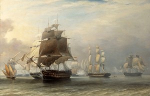 Battle of Cape St. Vincent of 1833. A squadron of Portuguese frigates commanded by British Admiral Napier on behalf of the Liberal faction (Queen Maria) defeated the Absolutist squadron loyal to King Miguel, in the Portuguese Civil War